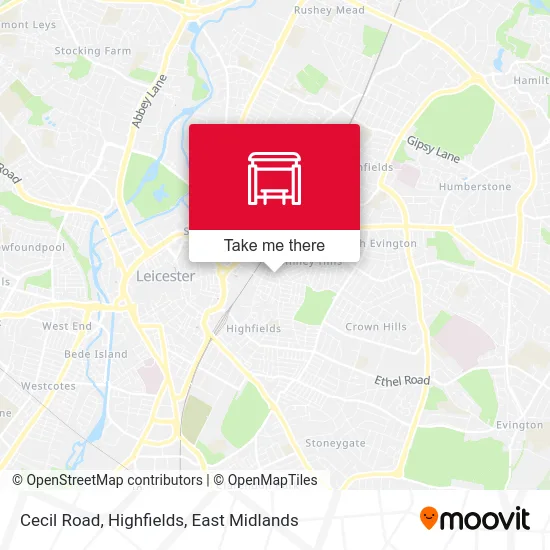 Cecil Road, Highfields map