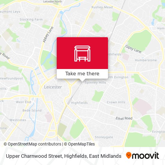 Upper Charnwood Street, Highfields map