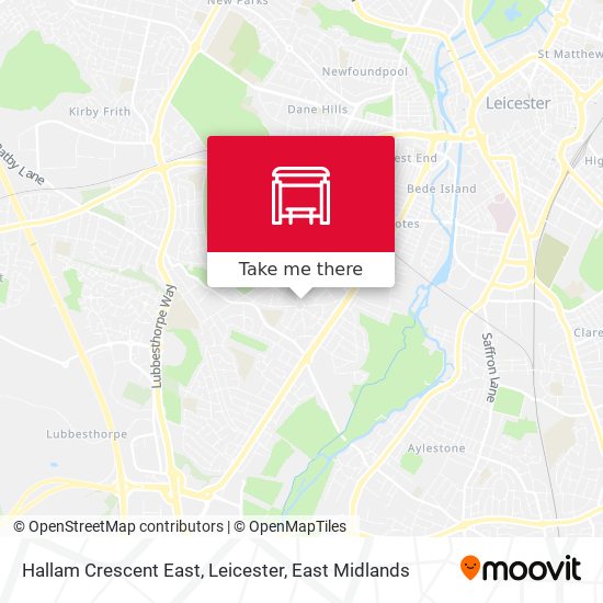 Hallam Crescent East, Leicester map