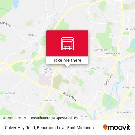 Calver Hey Road, Beaumont Leys map