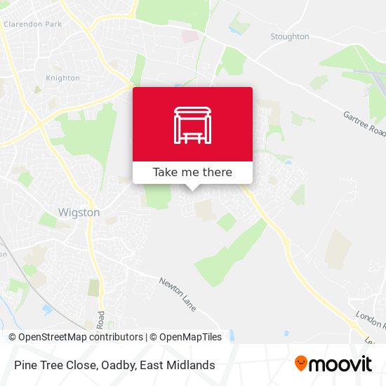 Pine Tree Close, Oadby map
