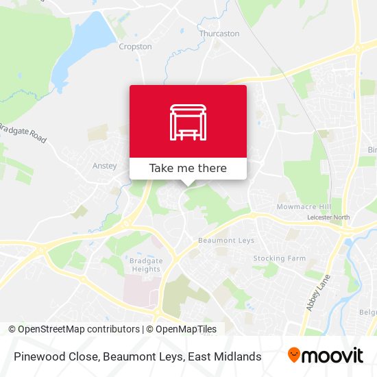 Pinewood Close, Beaumont Leys map