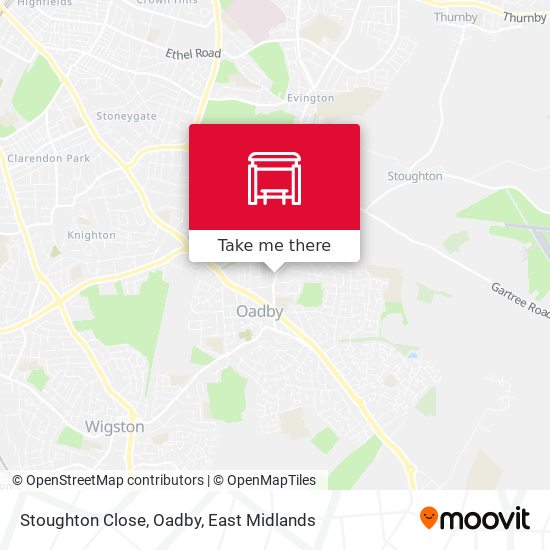 Stoughton Close, Oadby map