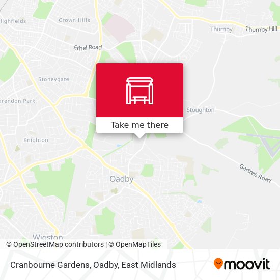 Cranbourne Gardens, Oadby map