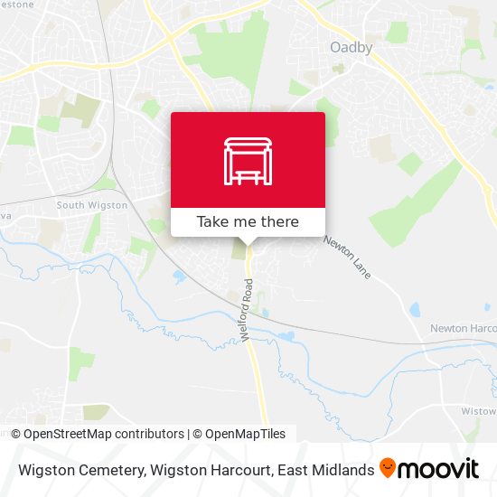 Wigston Cemetery, Wigston Harcourt map