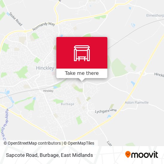 Sapcote Road, Burbage map