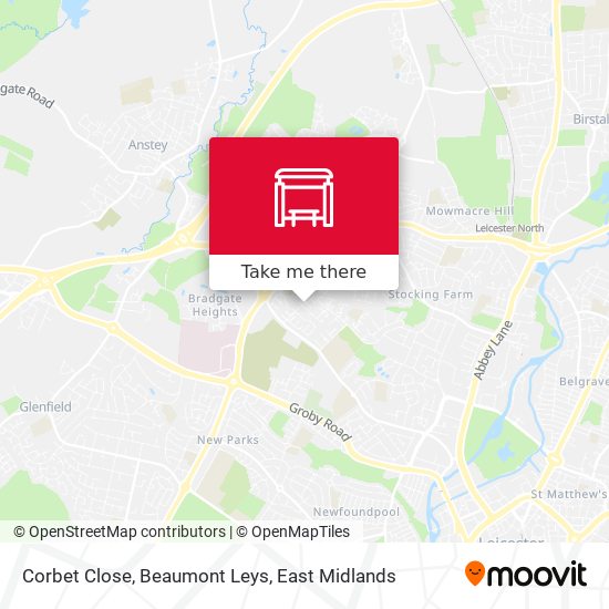 Corbet Close, Beaumont Leys map