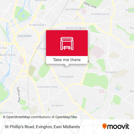 St Phillip's Road, Evington map