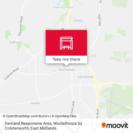 Demand Responsive Area, Woolsthorpe by Colsterworth map