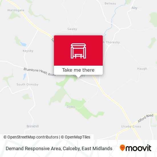 Demand Responsive Area, Calceby map