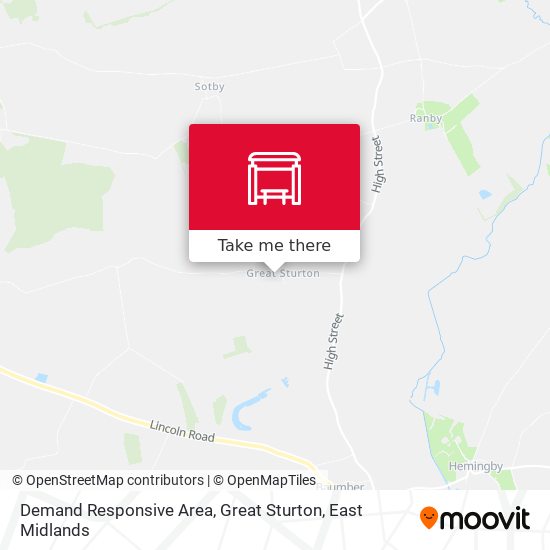 Demand Responsive Area, Great Sturton map