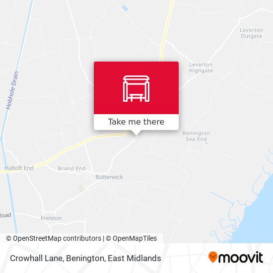 Crowhall Lane, Benington map