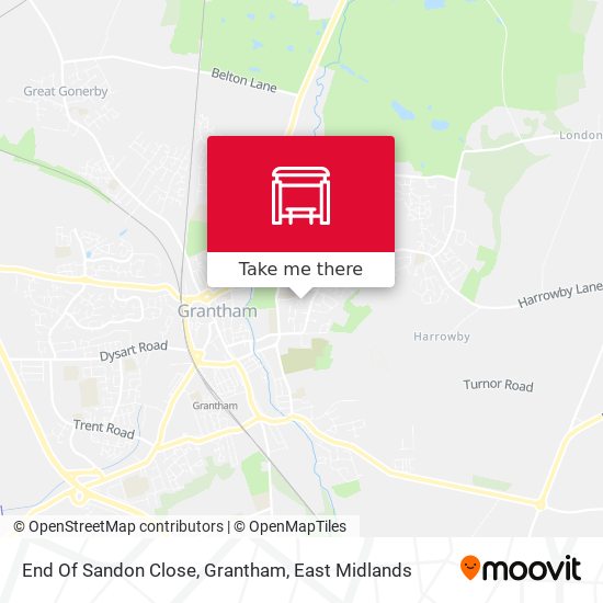 End Of Sandon Close, Grantham map