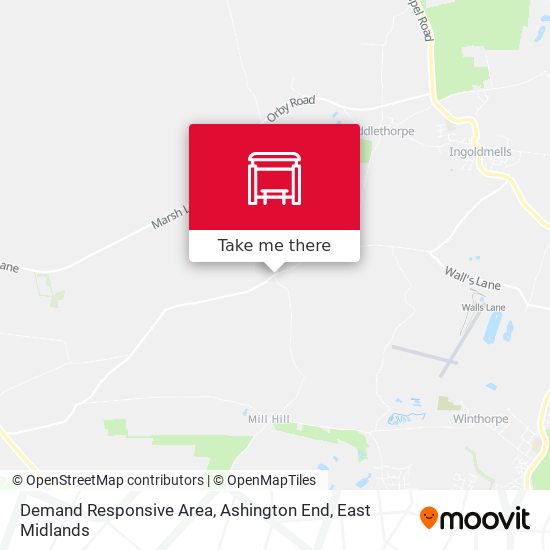 Demand Responsive Area, Ashington End map