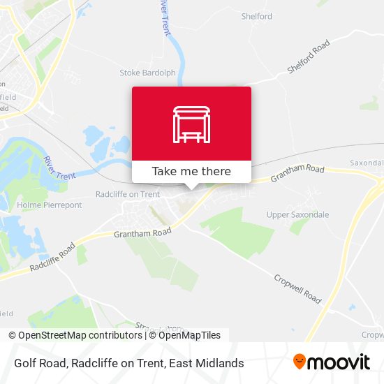 Golf Road, Radcliffe on Trent map