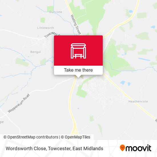 Wordsworth Close, Towcester map