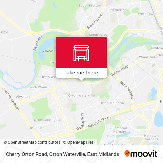 Cherry Orton Road, Orton Waterville map