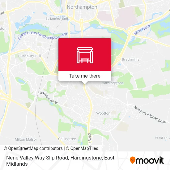 Nene Valley Way Slip Road, Hardingstone map