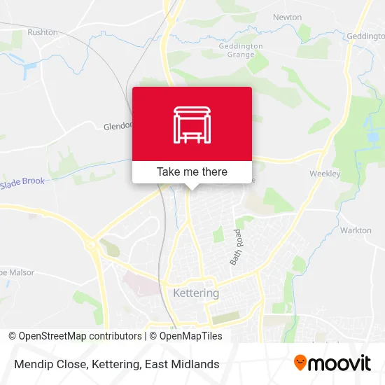 Mendip Close, Kettering map