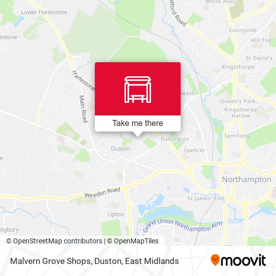 Malvern Grove Shops, Duston map