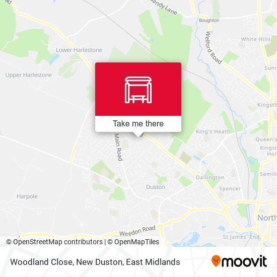 Woodland Close, New Duston map