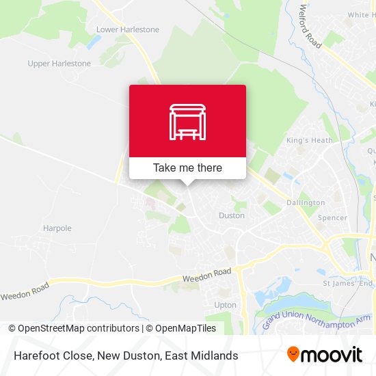 Harefoot Close, New Duston map