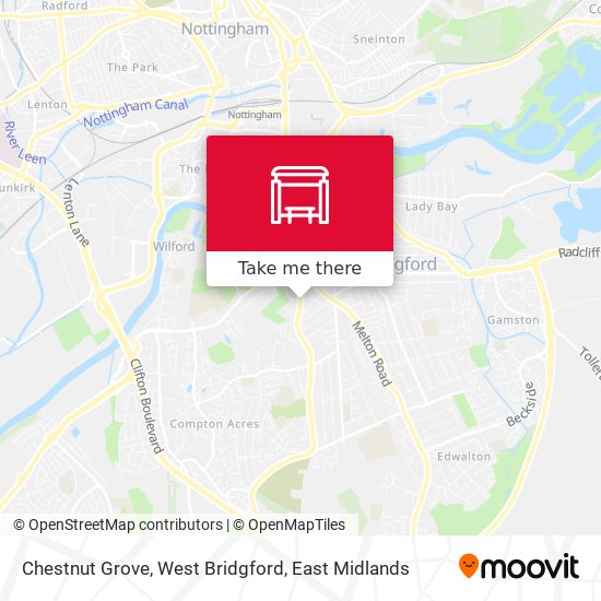 Chestnut Grove, West Bridgford map