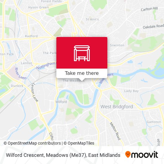 Wilford Crescent, Meadows (Me37) map