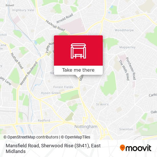 Mansfield Road, Sherwood Rise (Sh41) map