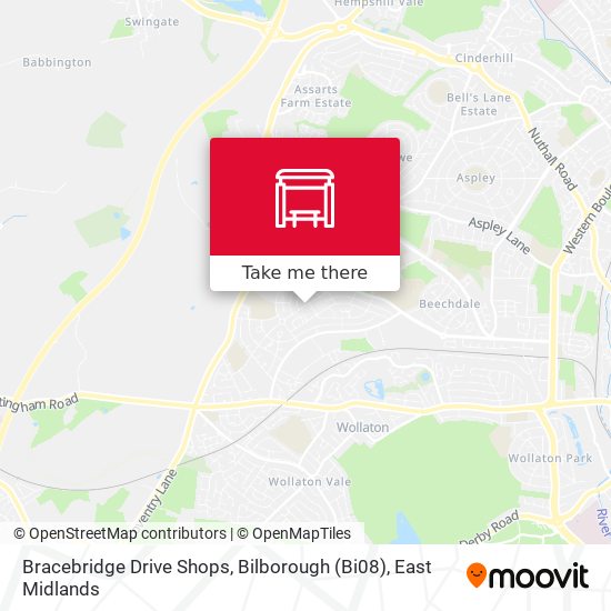Bracebridge Drive Shops, Bilborough (Bi08) map