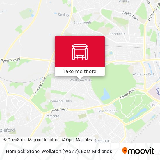 Hemlock Stone, Wollaton (Wo77) map