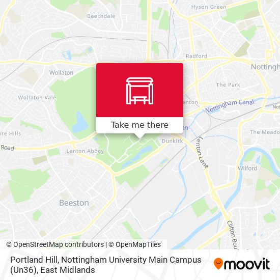 Portland Hill, Nottingham University Main Campus (Un36) map