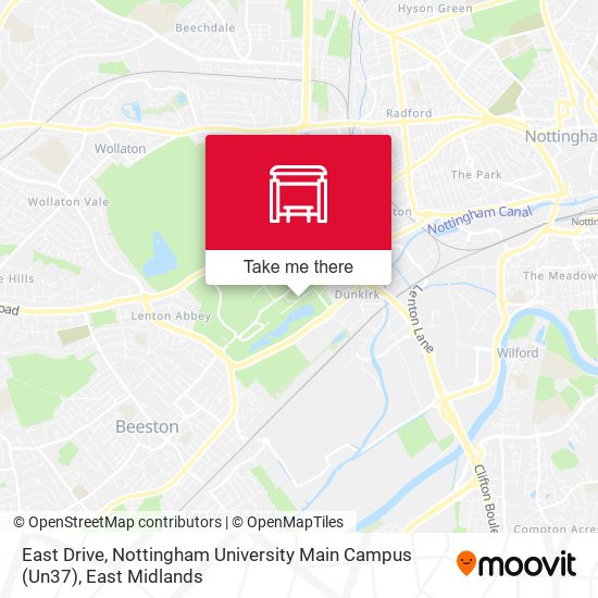 East Drive, Nottingham University Main Campus (Un37) map