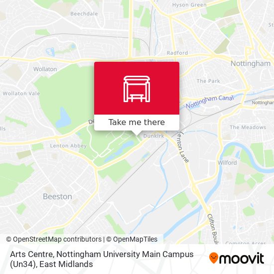 Arts Centre, Nottingham University Main Campus (Un34) map