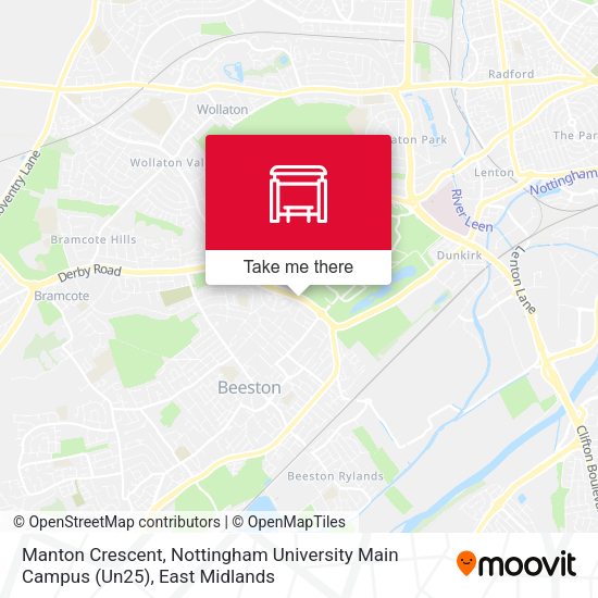 Manton Crescent, Nottingham University Main Campus (Un25) map