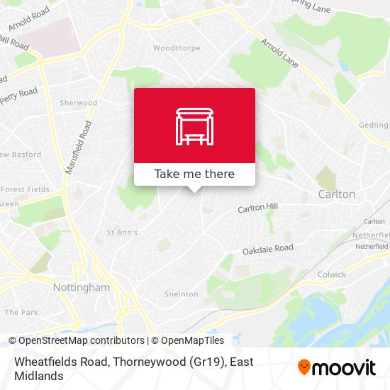 Wheatfields Road, Thorneywood (Gr19) map