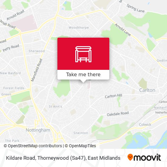 Kildare Road, Thorneywood (Sa47) map