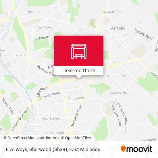 Five Ways, Sherwood (Sh39) map