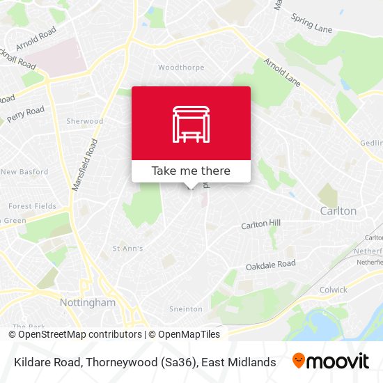 Kildare Road, Thorneywood (Sa36) map