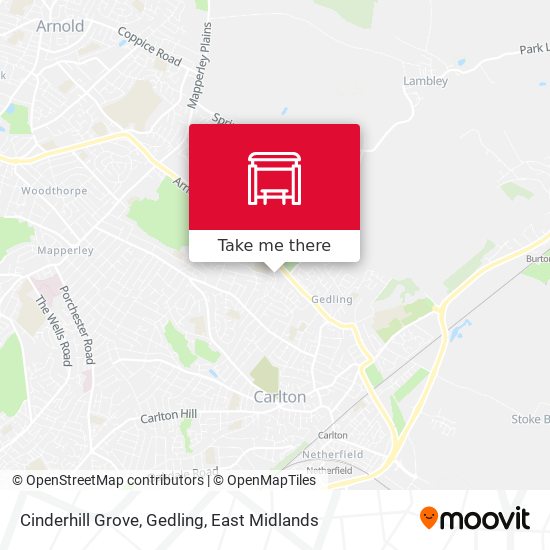 Cinderhill Grove, Gedling map