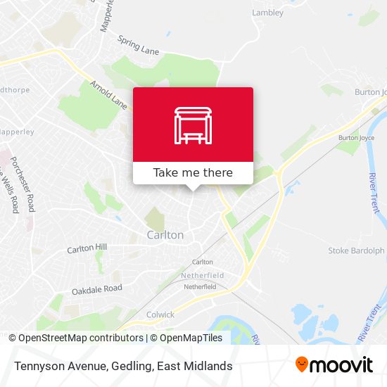 Tennyson Avenue, Gedling map