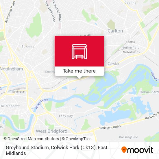 Greyhound Stadium, Colwick Park (Ck13) map