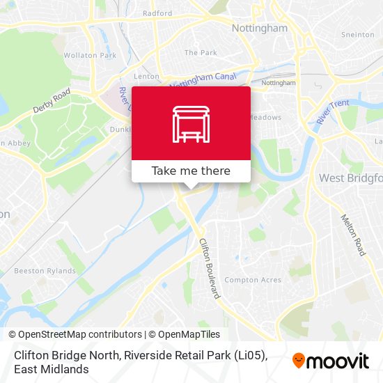 Clifton Bridge North, Riverside Retail Park (Li05) map