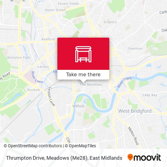 Thrumpton Drive, Meadows (Me28) map