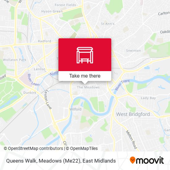 Queens Walk, Meadows (Me22) map