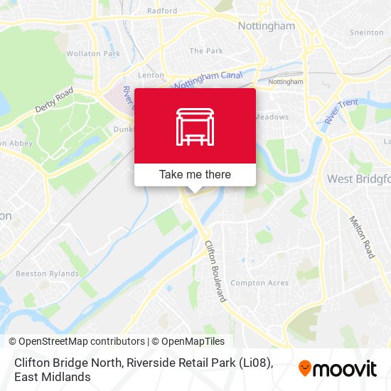 Clifton Bridge North, Riverside Retail Park (Li08) map