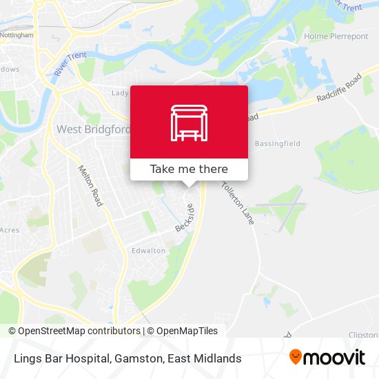 Lings Bar Hospital, Gamston map
