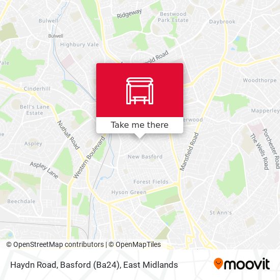 Haydn Road, Basford (Ba24) map