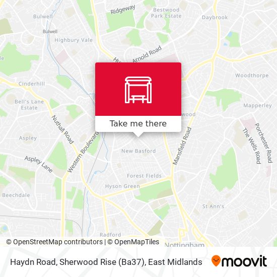 Haydn Road, Sherwood Rise (Ba37) map