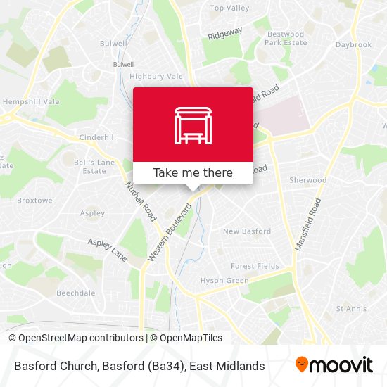 Basford Church, Basford (Ba34) map